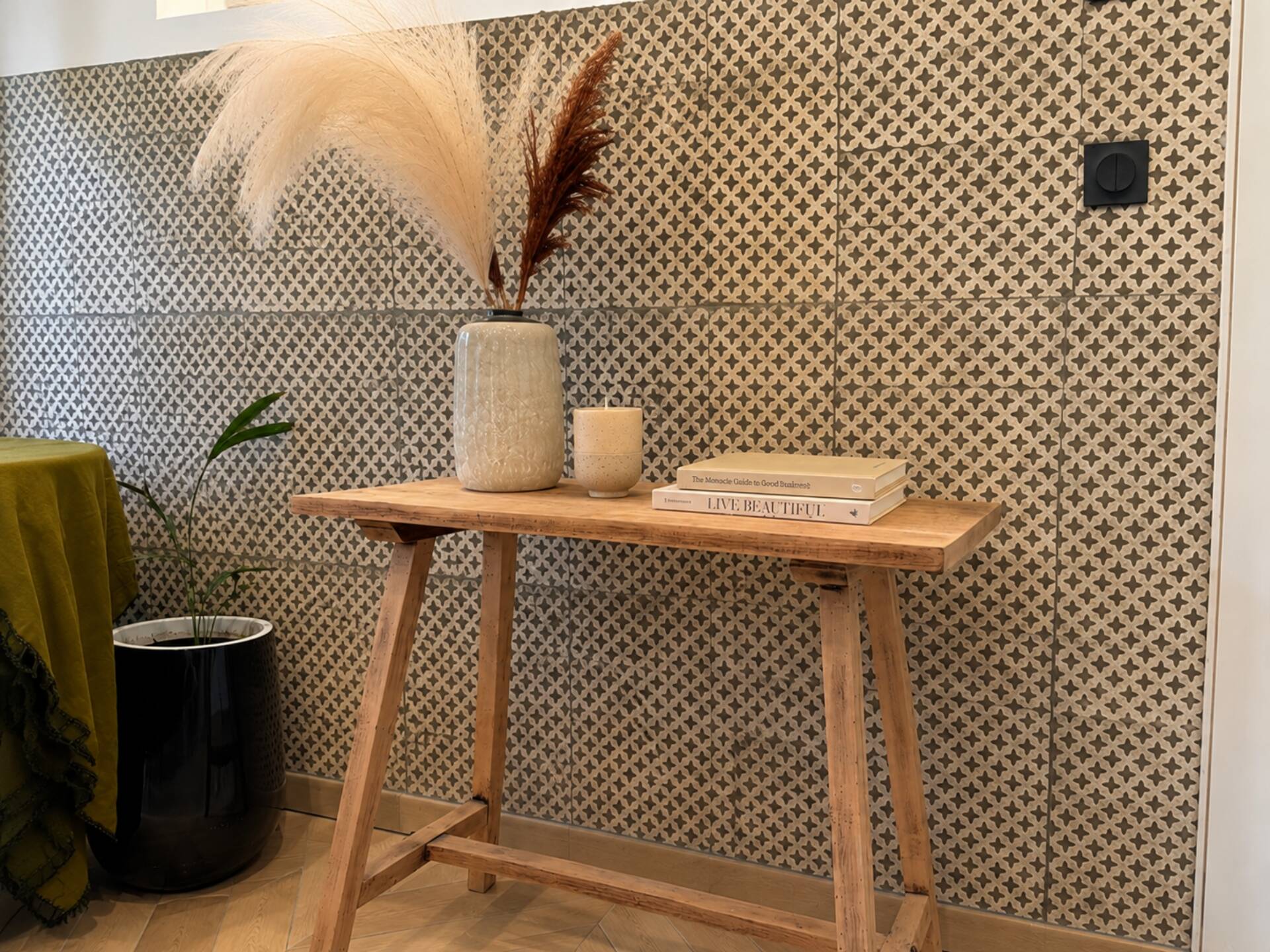 Old console in natural wood