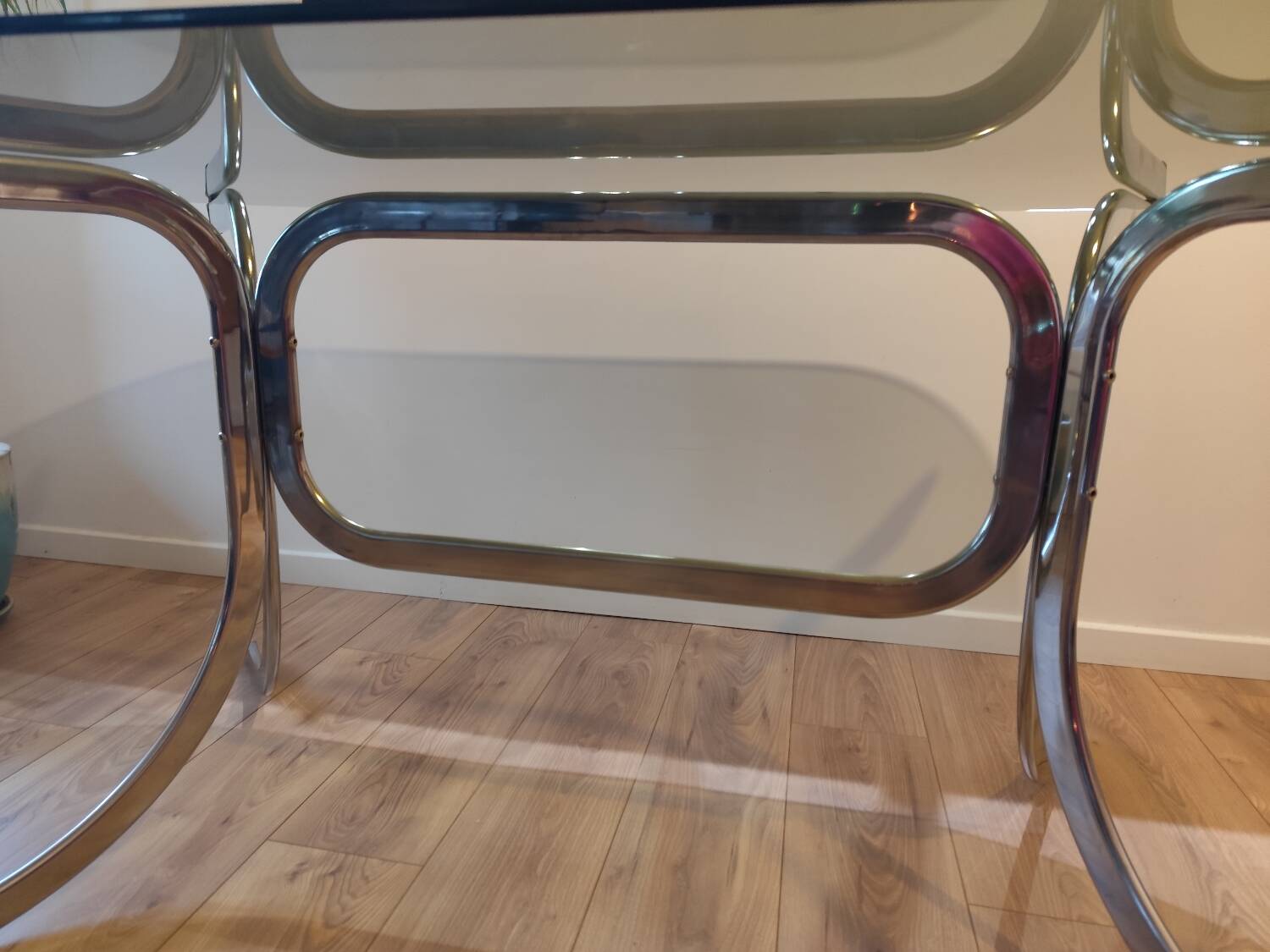 Vintage glass and chrome table