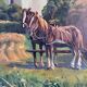Vintage original large landscape oil painting, signed countryside art
