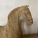 Merry-go-round horse in solid natural blond wood
