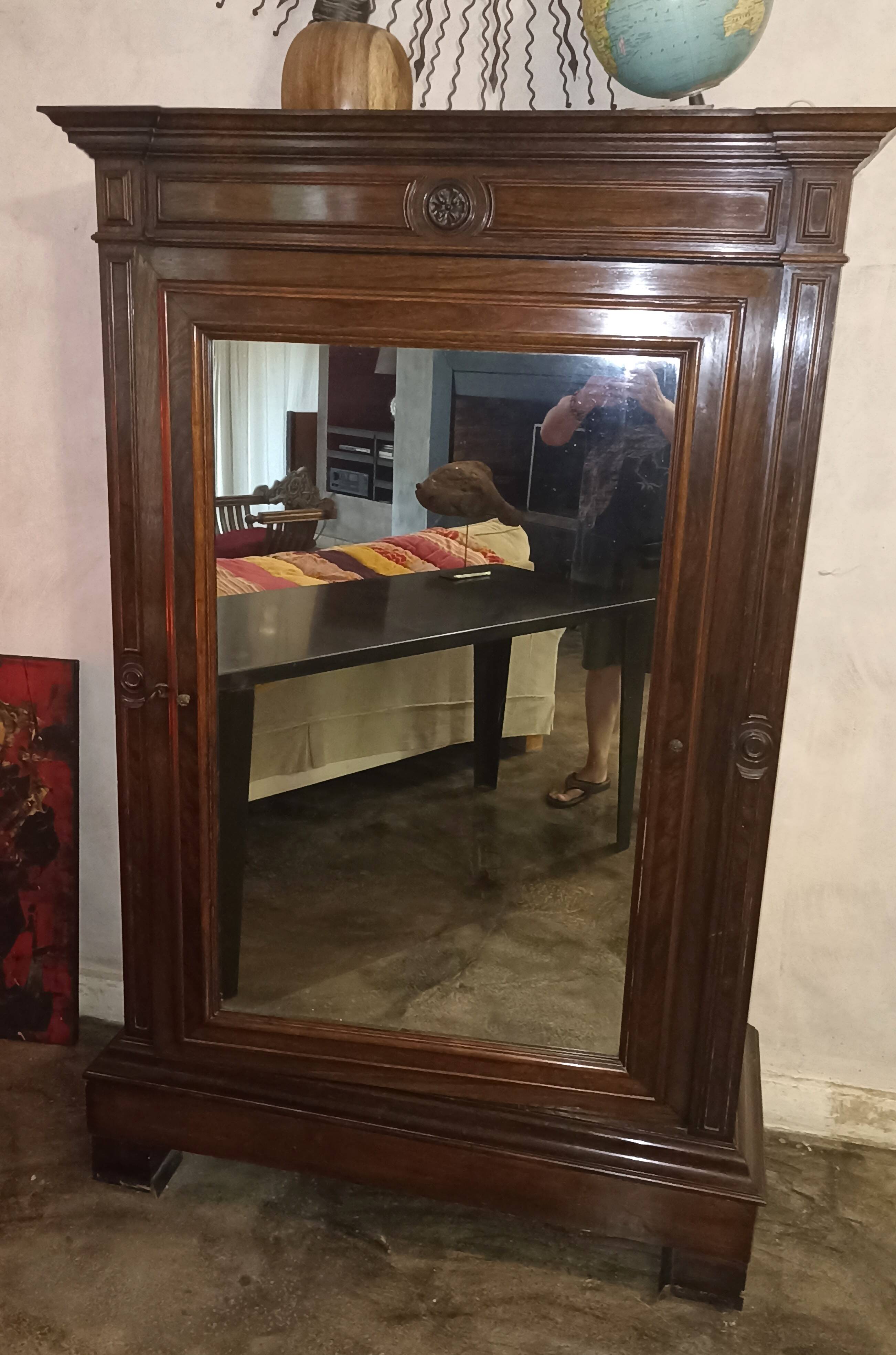Rosewood mirrored wardrobe, circa 1850