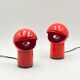 Paire de lampes Asteroidi Space Age rouges, Italie années 70