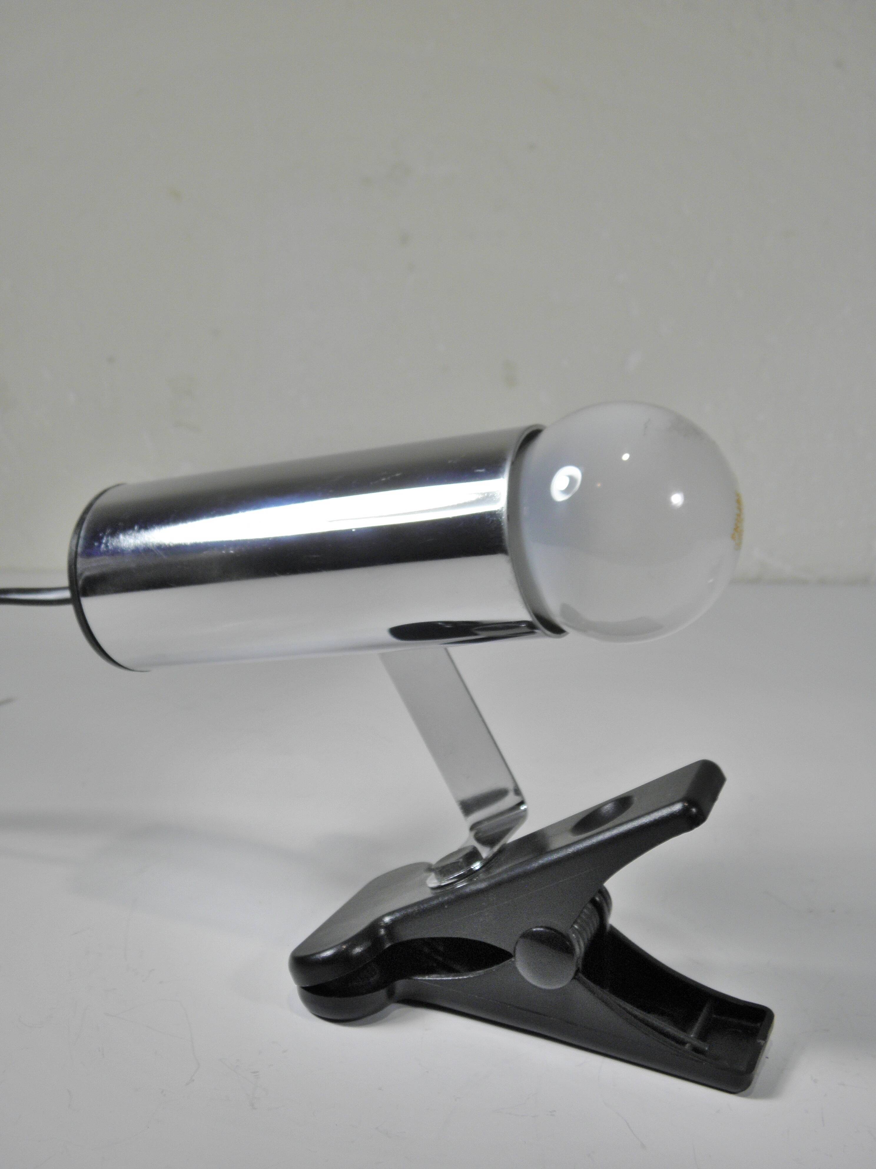 1980s Chrome Metal Clip-On Spotlight