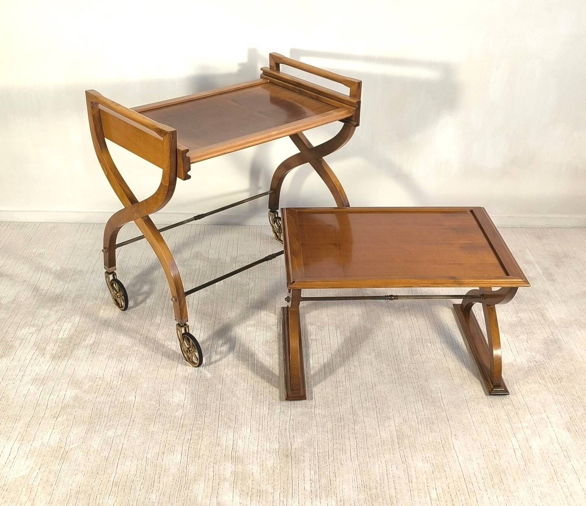 Beautiful pair of vintage teak tables – Serving table - Benoit-Guyot Lyon