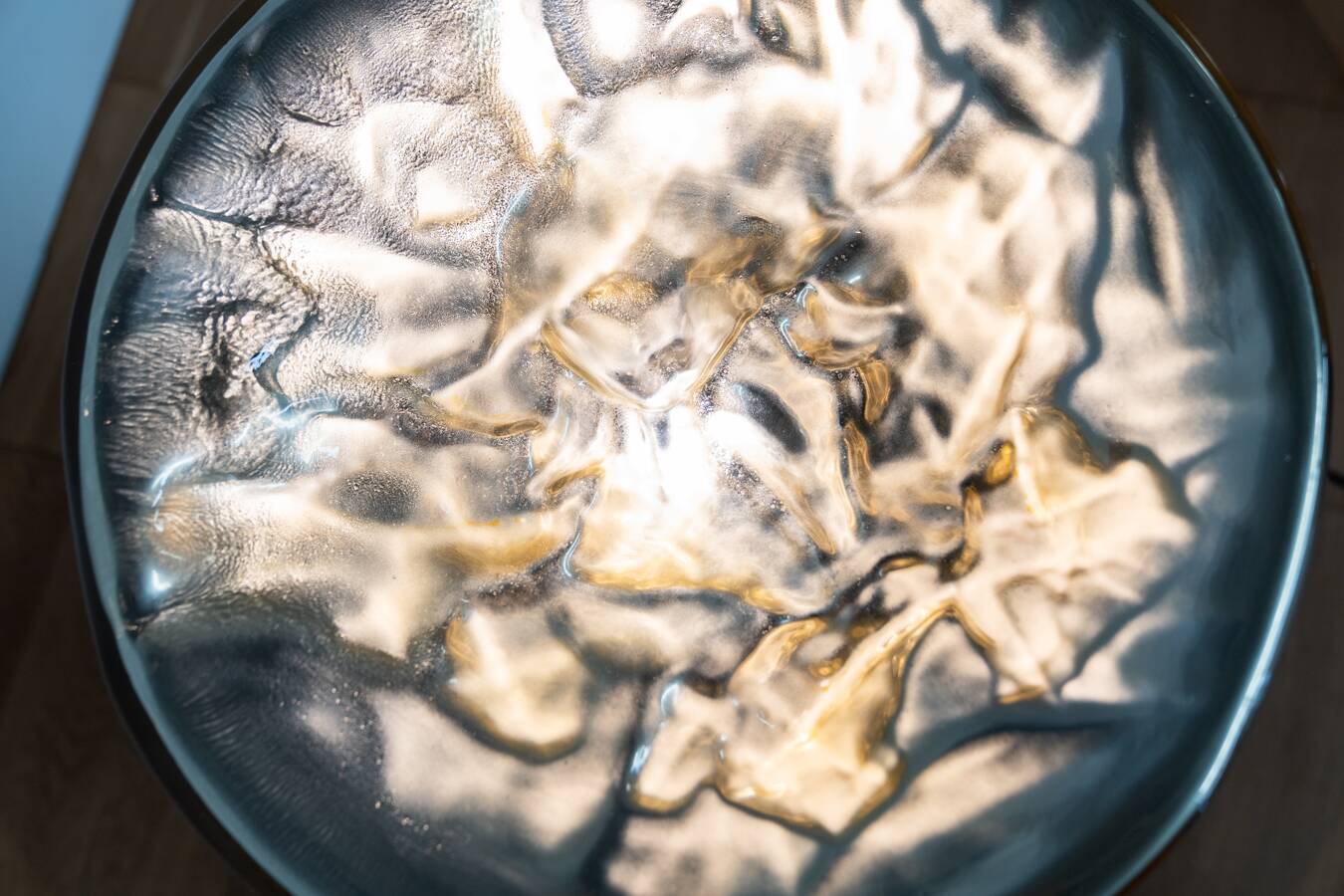 Table lamp or floor lamp in Murano glass, translucent, silver, by Carlo Nason, for Mazzega,