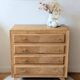 Commode vintage rénovée, chêne blond, pieds compas, années 50 60