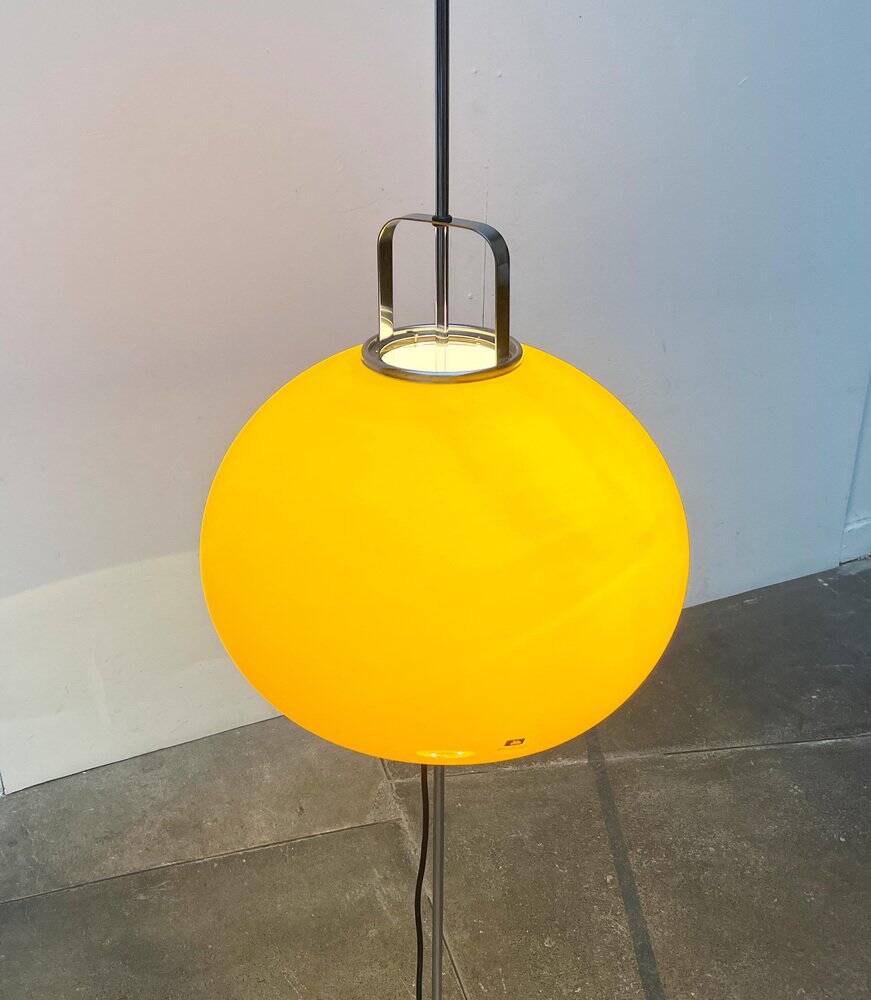 Italian yellow Lucerna floor lamp from the Space Age era, mid-century by Guzzini, 1960s.