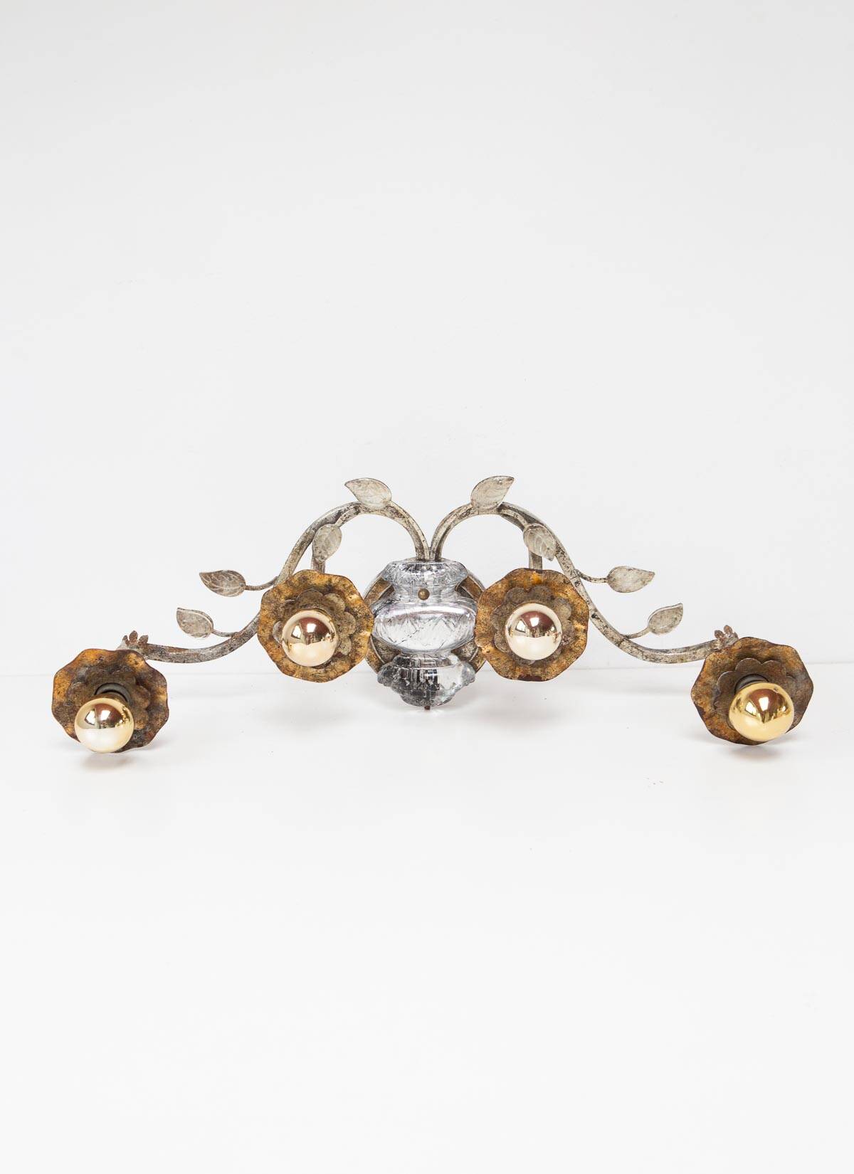 Vintage silver metal wall light.