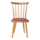 Chaise de salle à manger vintage en hêtre avec assise en similicuir rouge d'origine – années 1960/70