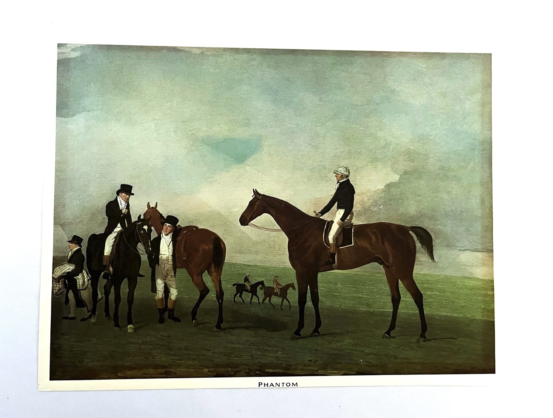 English watercolor reproduction of 20th century equestrian horse