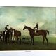 English watercolor reproduction of 20th century equestrian horse