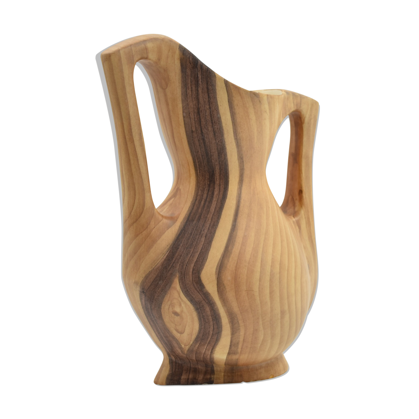 Vase with handles False wood Grandjean Jourdan in Vallauris 1960