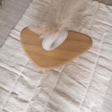Berber carpet Béni Ouarain plain white with inlaid line patterns