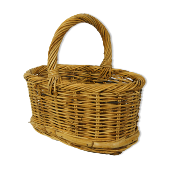 Rattan & bamboo bottle basket