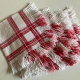 set of 6 towels in fringed linen damask 19th