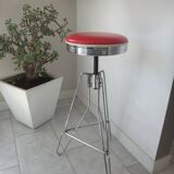 American bar stool 1980 tripod red leather