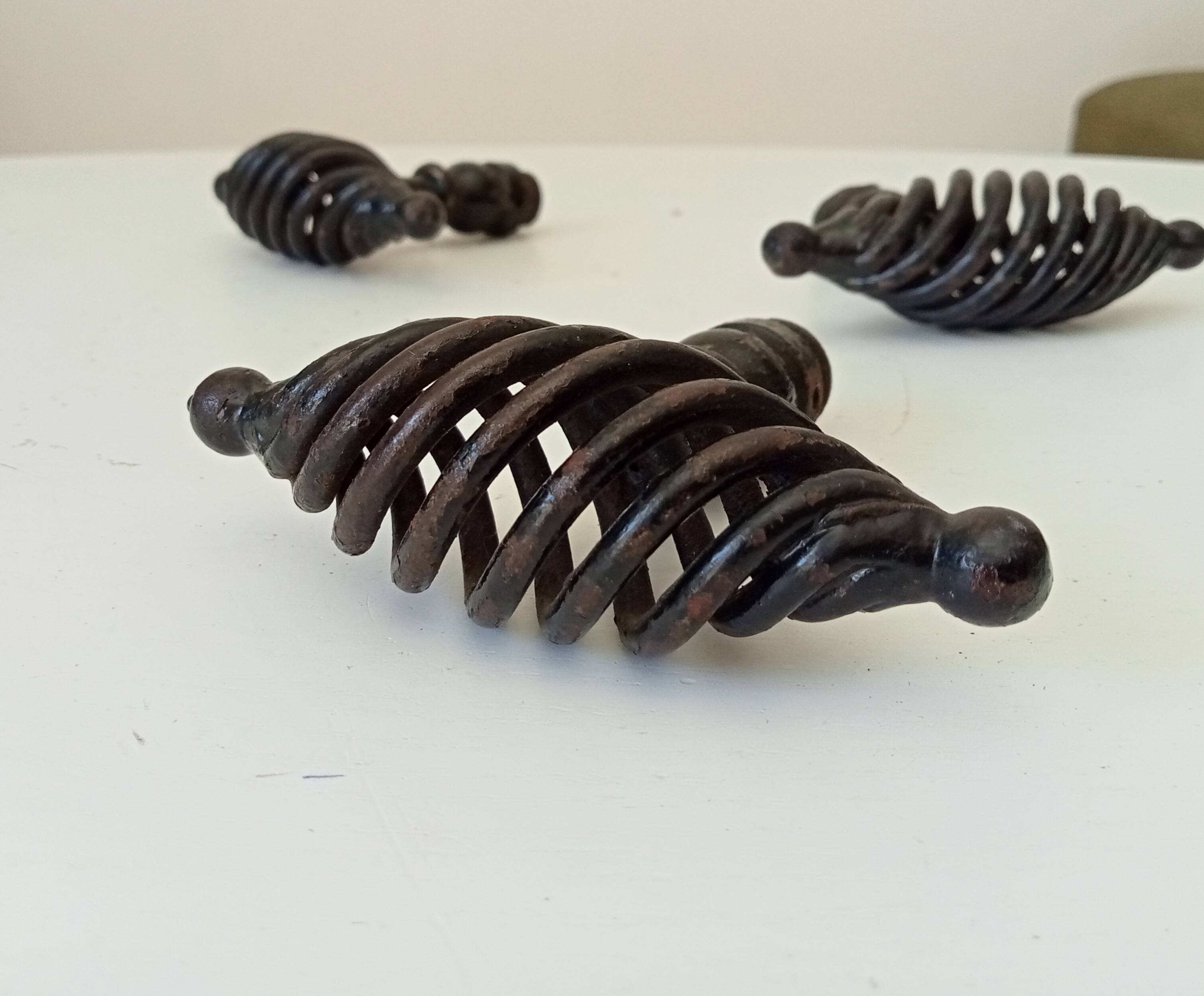 Antique twisted wrought iron door handle