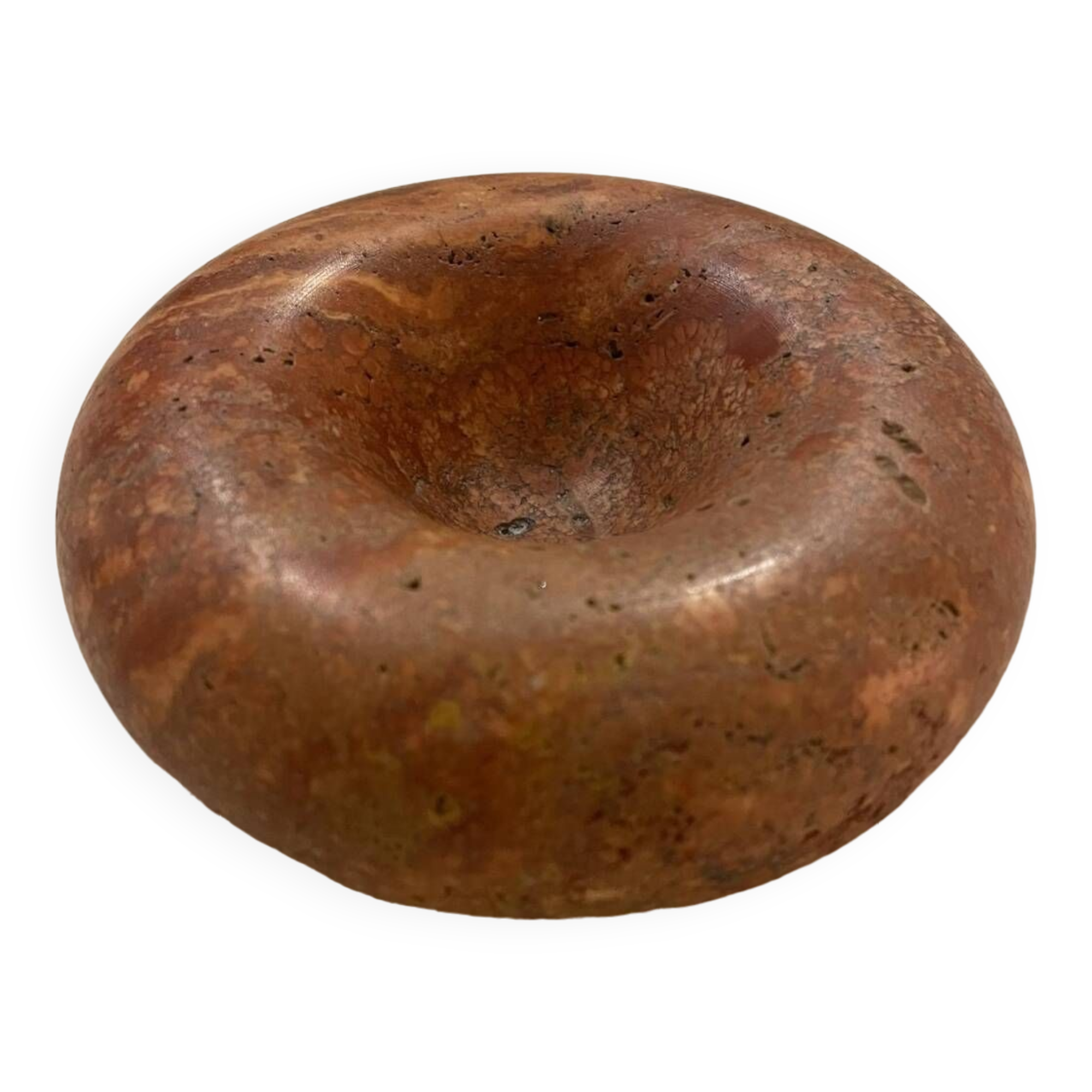 Vintage red travertine ashtray attributed to Sergio Asti for Up&up, Italy, 1970s