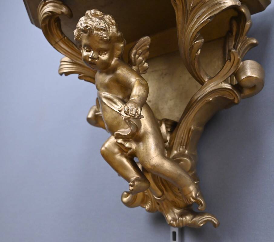 Pair of gilt wood wall consoles – late 19th century