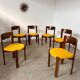 Set of 6 Scandinavian style chairs Girsberger 70s vintage solid wood mustard yellow