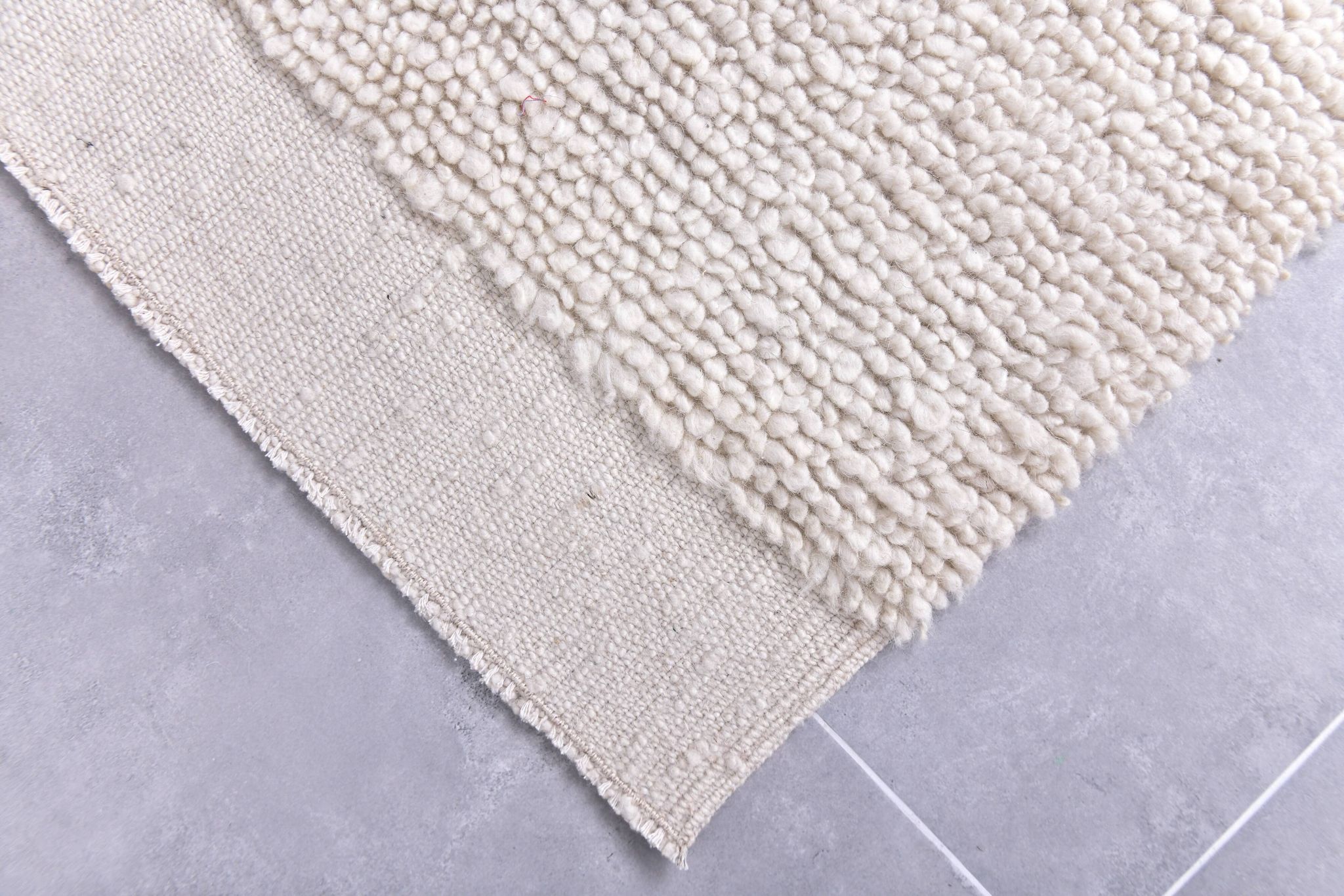 2x10 %100 Wool White Moroccan Runner Rug, 68x303Cm