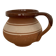 Hungarian folk ceramic pitcher in glossy brown and beige, traditional rounded pot.
