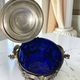 Antique cobalt blue glass biscuit barrel with ornate metal – Louis style