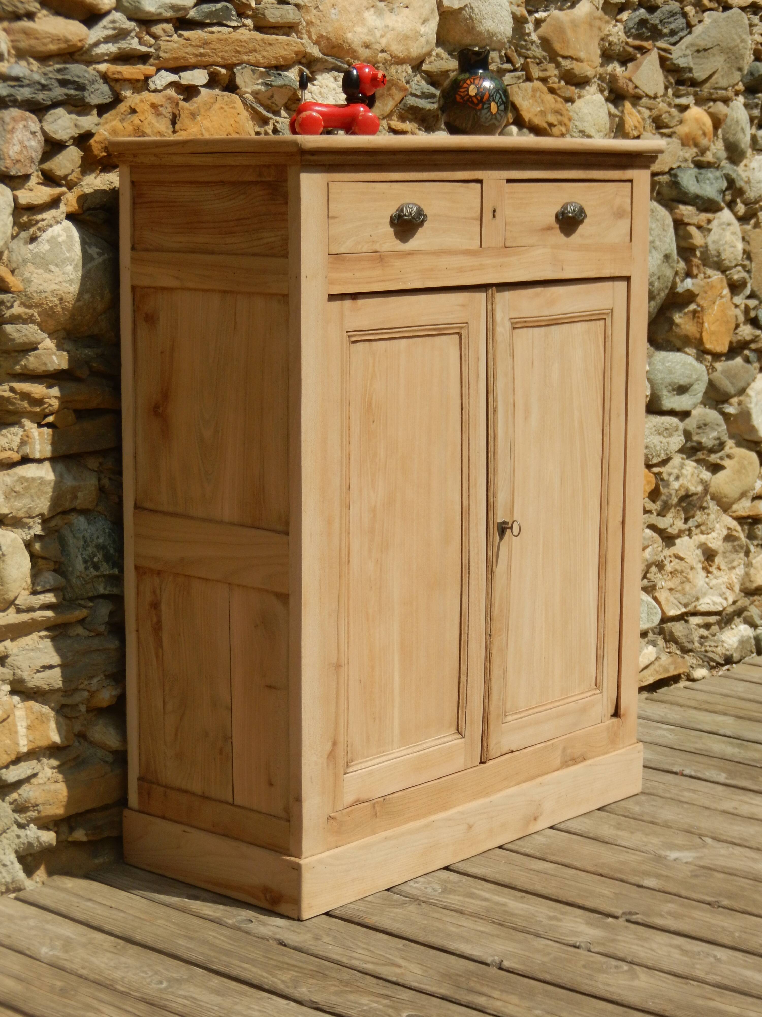Superb antique Parisian sideboard in solid ash, industrial furniture style.
