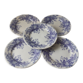 Lot de 5 assiettes plates Terre de Fer U&C Sarreguemines "Rubia" XIXème