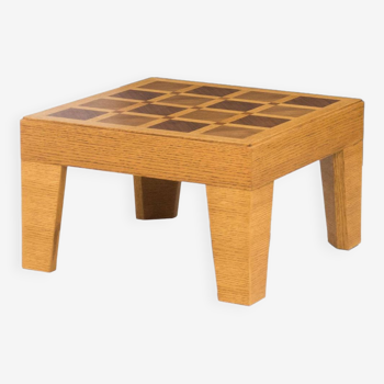 Vintage oak & walnut marquetry coffee table