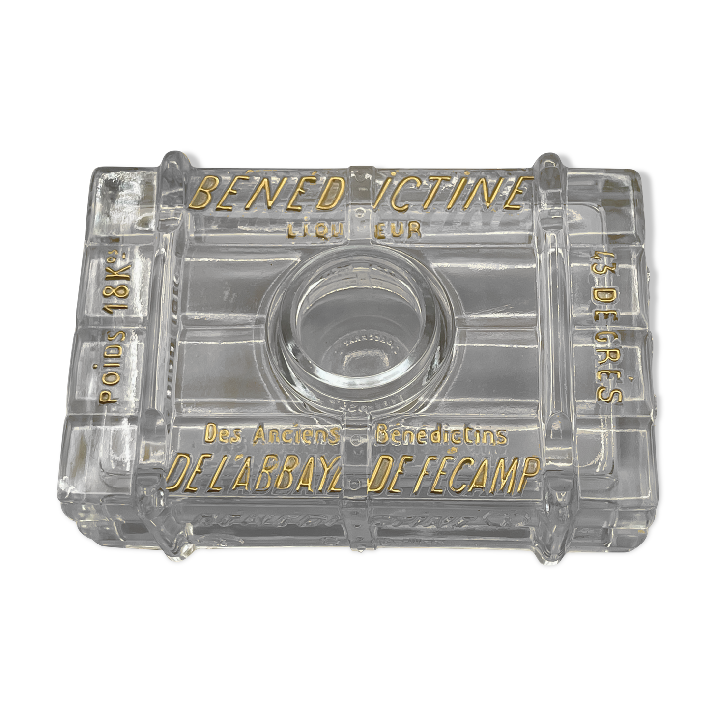 Advertising inkwell for the brand Baccarat crystal Benedictine liqueurs.