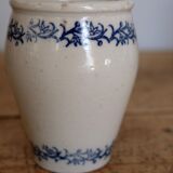 Old sandstone pot glazed beige and blue