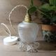 frosted glass suspension tulip shape, twisted linen cord, vintage