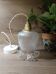 frosted glass suspension tulip shape, twisted linen cord, vintage