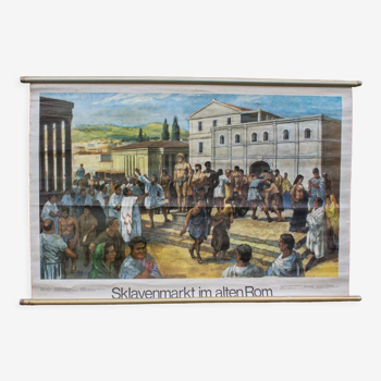 Old school map slave market Rome Italy educational
