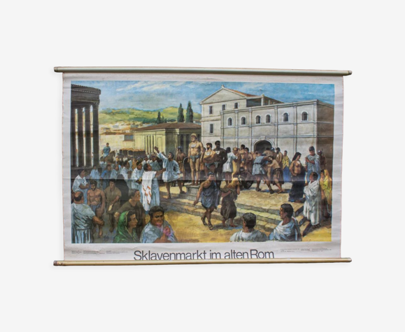 Vieille carte scolaire marché aux esclaves Rome Italie educative