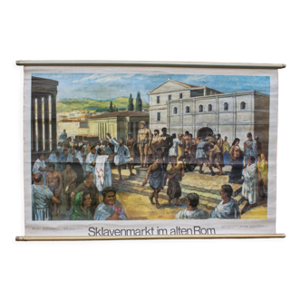 Old school map slave market Rome Italy educational