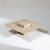 Table basse carrée Saturne en travertin, 1980s