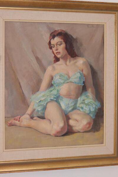 Huile sur toile originale française – « Portrait de femme » par Philippe de Rougemont – vintage et encadrée – 72,5 × 64 cm (28,5" × 25,2")