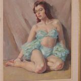 Huile sur toile originale française – « Portrait de femme » par Philippe de Rougemont – vintage et encadrée – 72,5 × 64 cm (28,5" × 25,2")