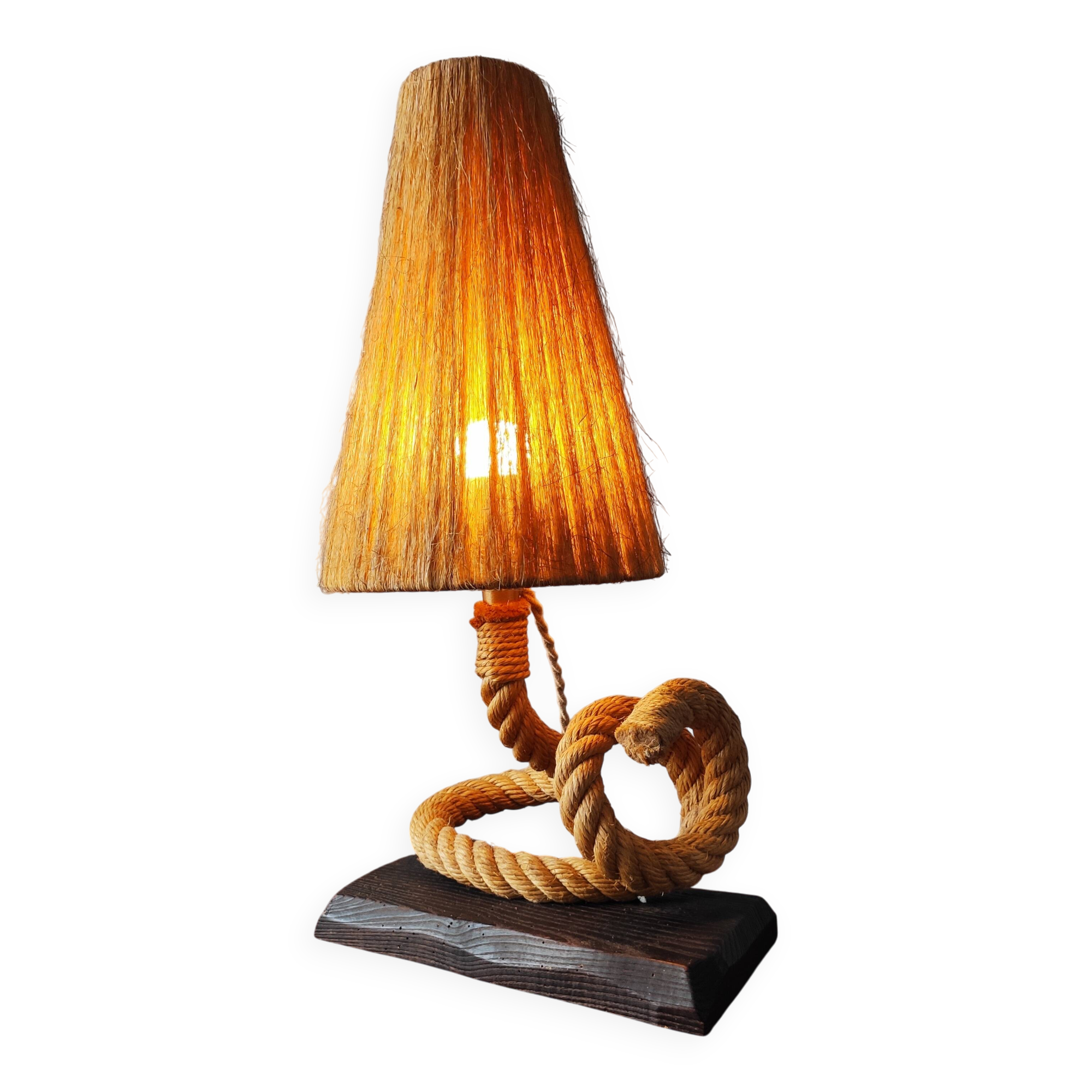 Vintage 1950s table lamp in rope – in the style of Audoux & Minet