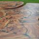 Modular coffee table in vine shoot marquetry.