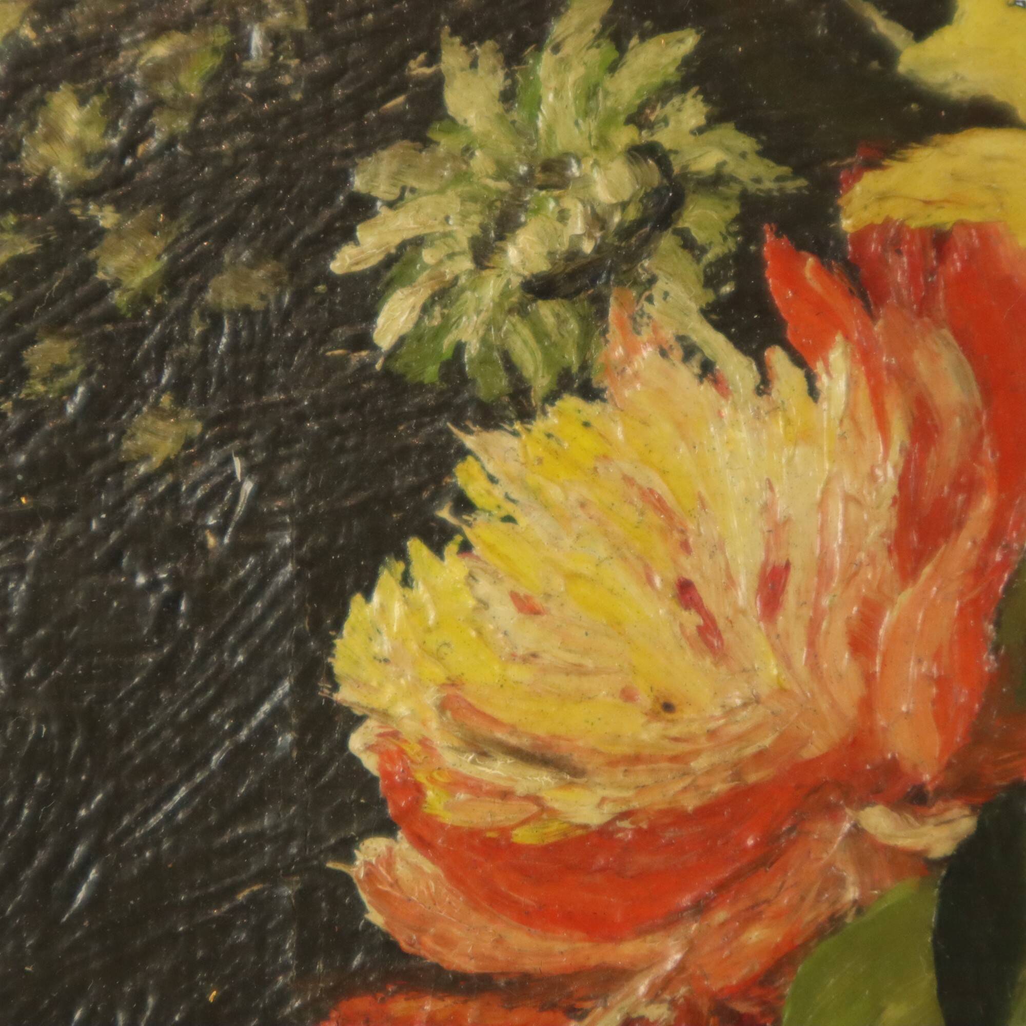 Flowers in Vase Still Life Painting Oil on Canvas Framed Signed