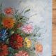 Small painting, bouquet of flowers, blue background