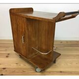 Desserte chariot bar style art déco bois roulettes