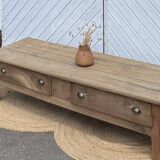 Large antique farmhouse coffee table with a chic country feel