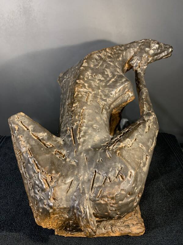 Animal Sculpture Dog, Glazed Stoneware, Unique Piece, 1960s