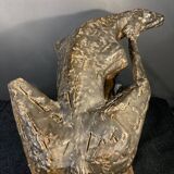 Animal Sculpture Dog, Glazed Stoneware, Unique Piece, 1960s