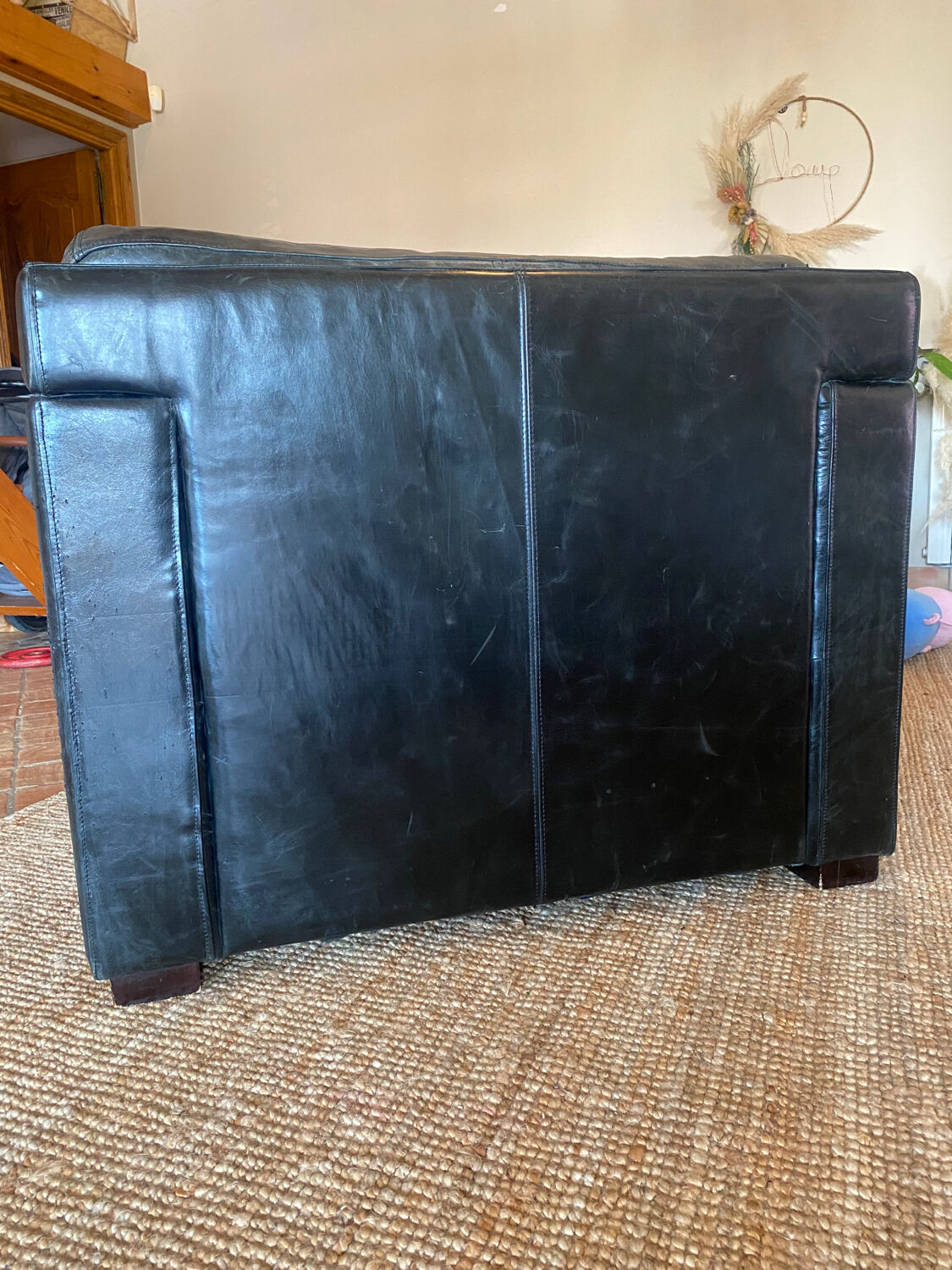 Black leather club chair