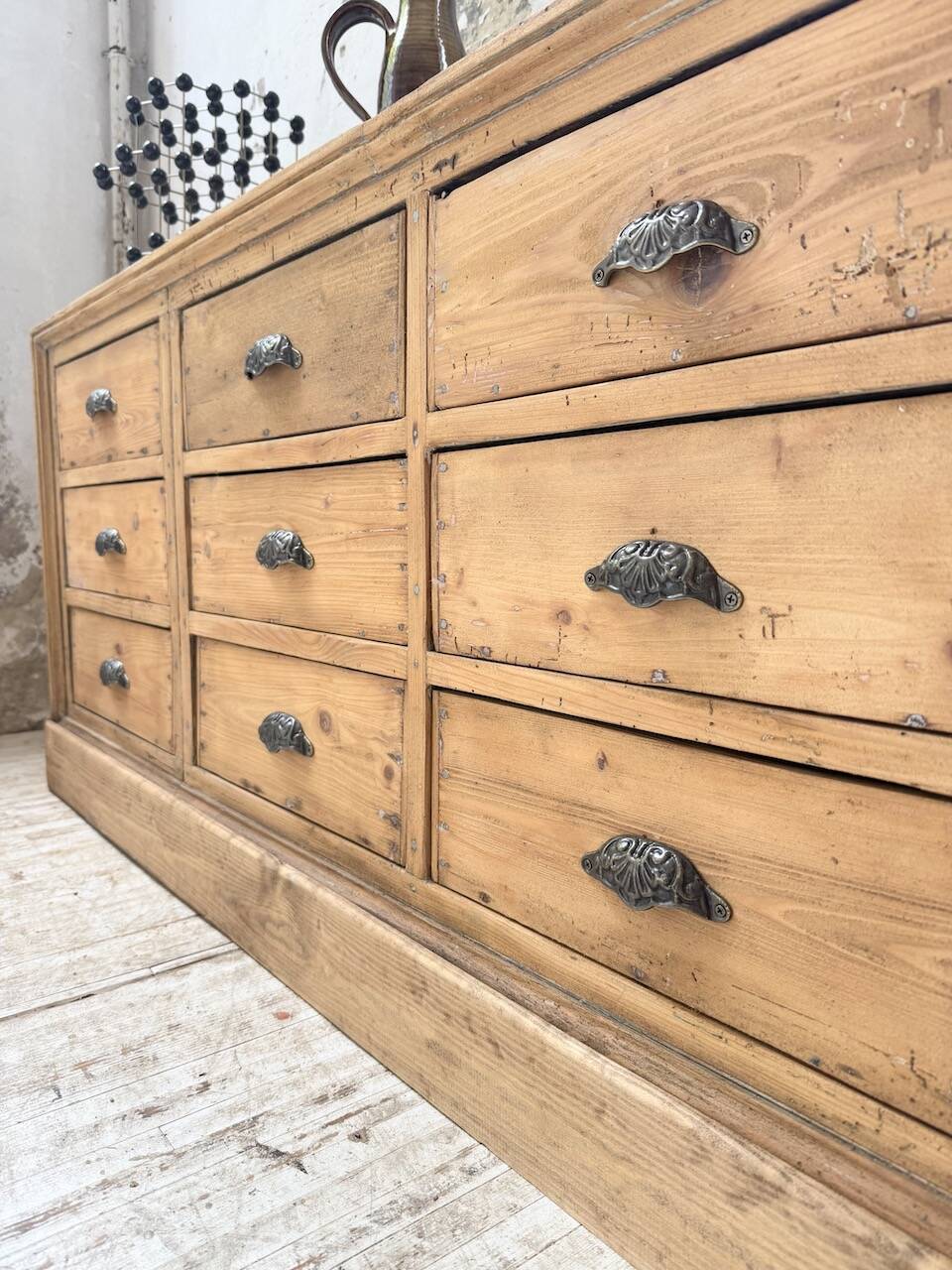 Pine craft cabinet with drawers